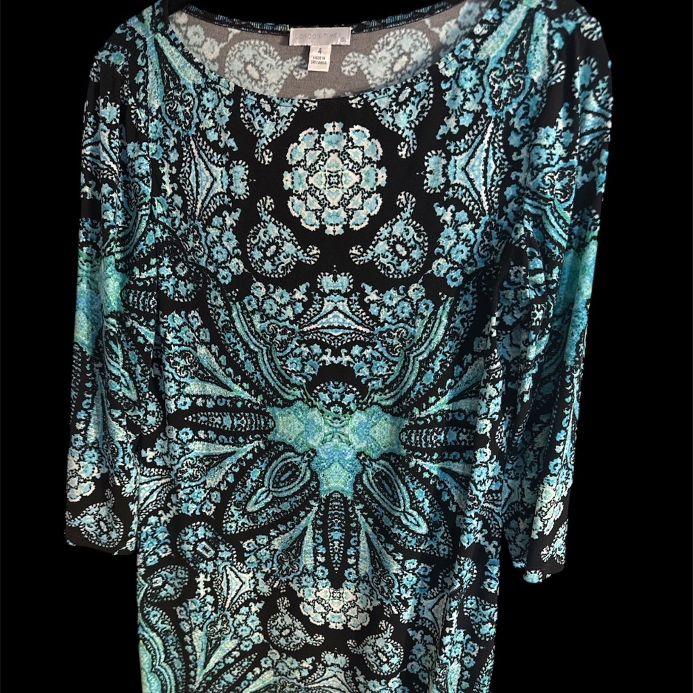 LONDON TIMES BLUE AND BLACK DRESS 4